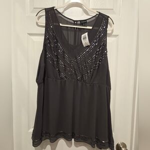 Torrid Peplum Chiffon Embellished Top Size 3 Gray